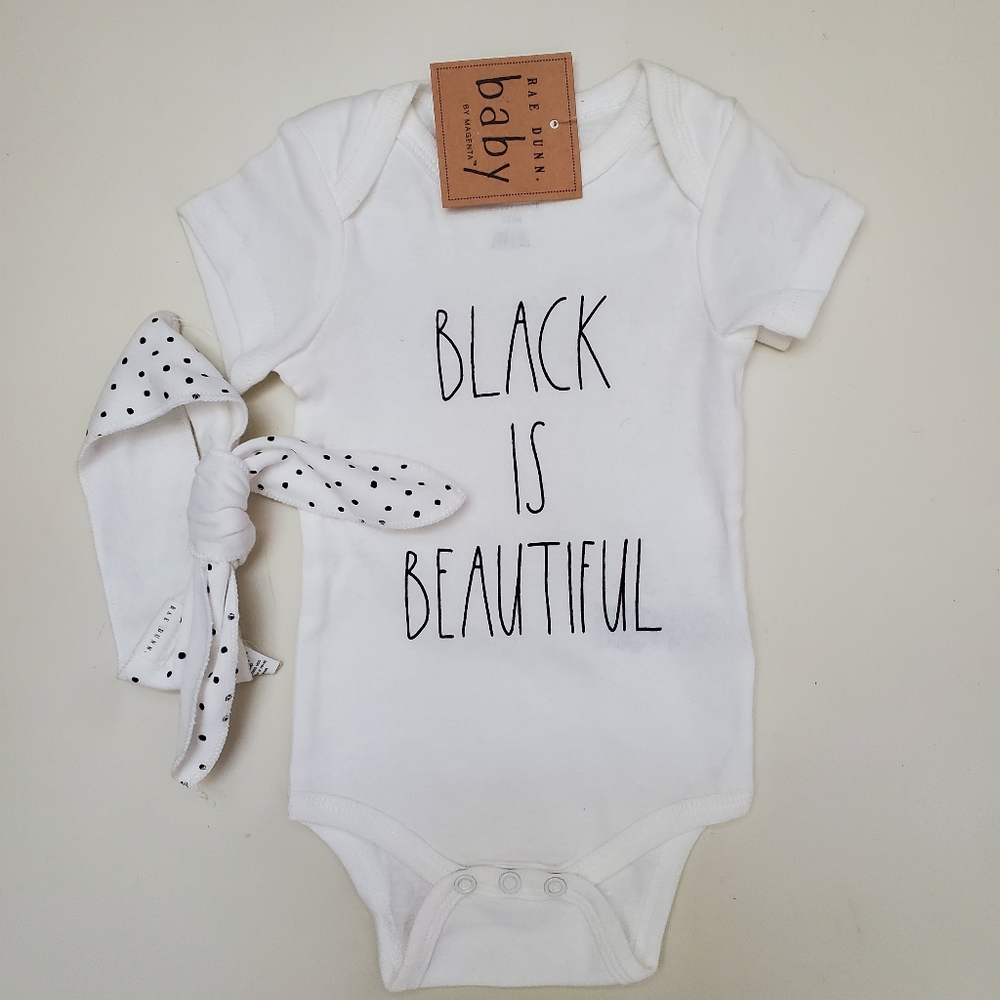 White Baby One Piece with Polka Dot Bow headband